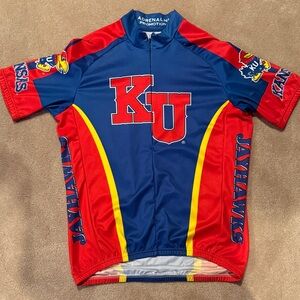 Adrenaline Promotions KU Jayhawks Men's Cycling Jersey - Red and Blue